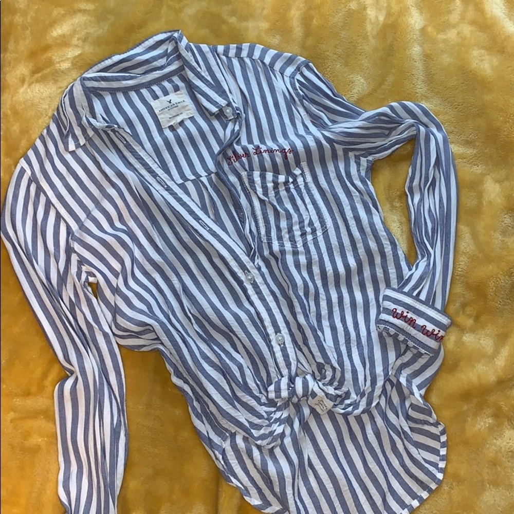 American Eagle embroidered button-up